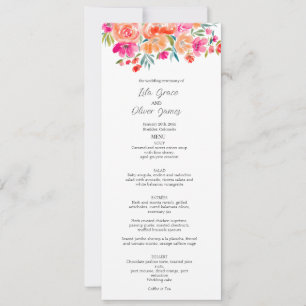 Convite de Menu de Casamento de Flores Selvagens E