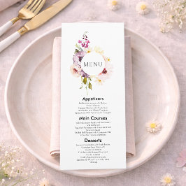 Convite de Menu de Casamento Floral Elegante