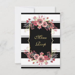 Convite de Menu de Floral de Listras com Aguarela