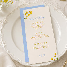 Convite de Menu de Flores Silvestres Azuis e Amare