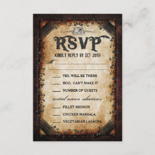 Convite de MENU de Halloween Esqueleto Gótico Marr