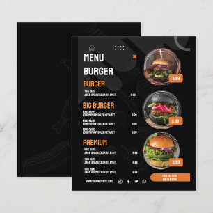 Convite de Menu de Restaurante de Hambúrguer Elega