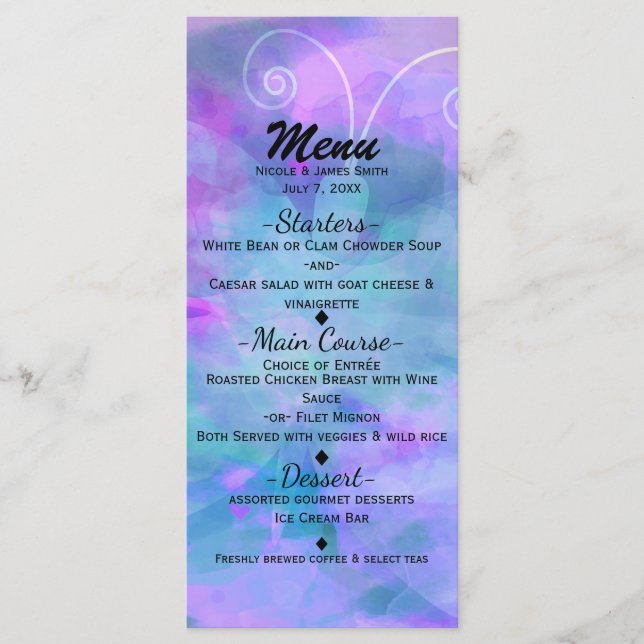 Convite de Menu para Festa de Borboleta em Aquarel (Frente)