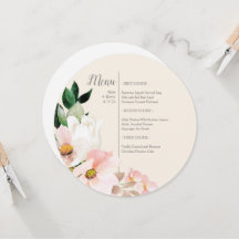 Convite de Menu Redondo Floral de Aquarela