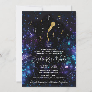 Convite de Microfone para Bat Mitzvah Musical