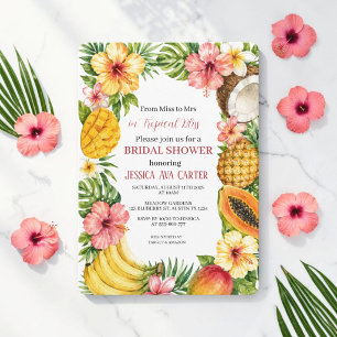 Convite De Miss a Mrs Chuveiro de Noiva de Frutas Tropicai