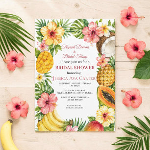 Convite De Miss a Mrs Chuveiro de Noiva de Frutas Tropicai