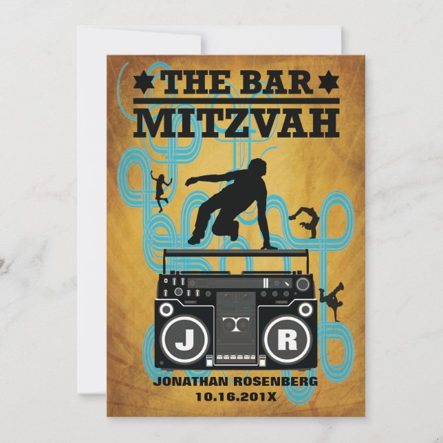 Convite de Mitzvah do bar de Hip Hop (Frente)
