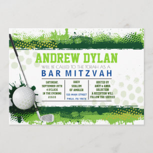 Convite de Mitzvah do bar do RESPINGO do GOLFE