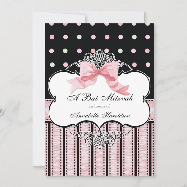 Convite de Mitzvah do bastão - redemoinho do ponto (Frente)