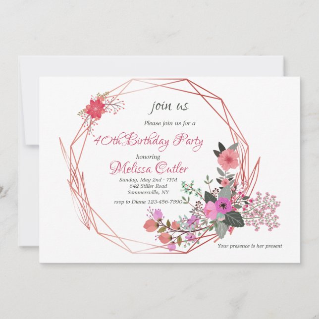 Convite de Moldura de Flores (Frente)