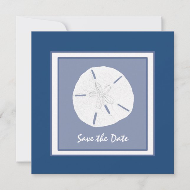 Convite de Monaco Blue Sand Dollar Save the Date (Frente)