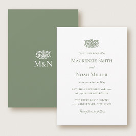Convite de Monograma de Casamento Elegante Ornamen