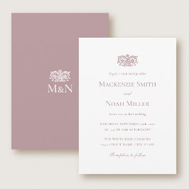 Convite de Monograma de Casamento Elegante Ornamen