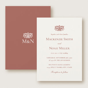 Convite de Monograma de Casamento Elegante Terraco