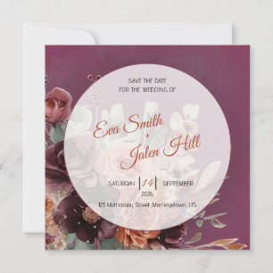 Convite de Moody Fall Floral para Salvar a Data