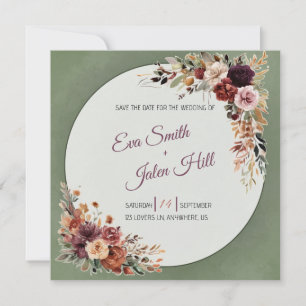 Convite de Moody Fall Floral Square para Salvar a 