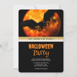 Convite de Morcego Gótico para Festa de Halloween