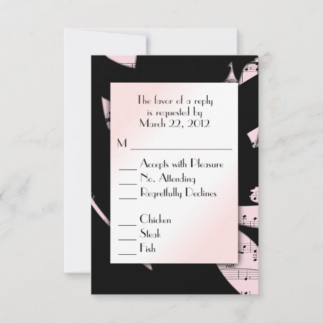 Convite de Música Abstrata Preto e Rosa com Escolh (Frente)