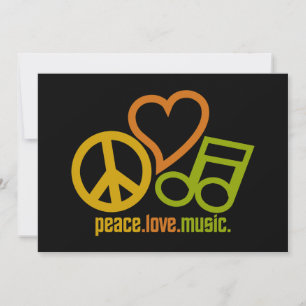Convite de Música Peace Love, personalizável
