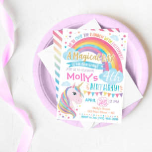 Convite de Nascimento do Unicórnio Convite Magica