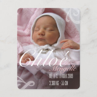 Convite de nascimento - Rapariga