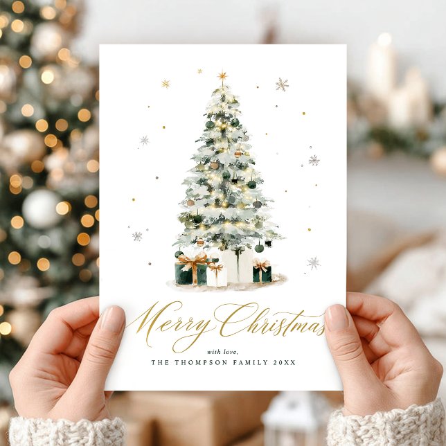 Convite de Natal Árvore Aquarela Elegante (Criador carregado)