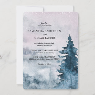 Convite de Natal Árvore de Inverno Aquarela Modern