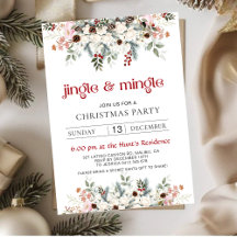 Convite de Natal Blush Winter Floral Jingle & Ming