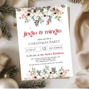 Convite de Natal Blush Winter Floral Jingle & Ming