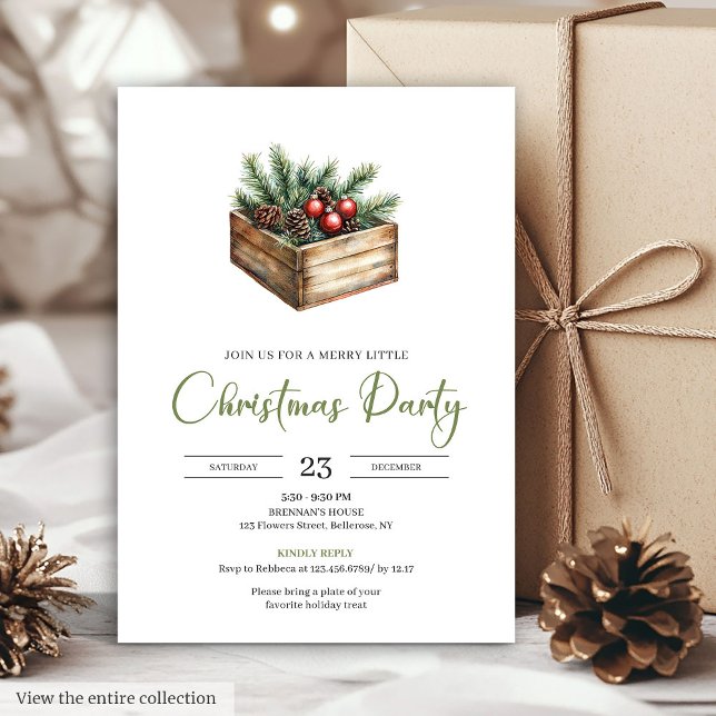 Convite de Natal Botânico Terroso Boêmio Elegante (Elegant Bohemian Earthy Botanical Christmas Invitation)