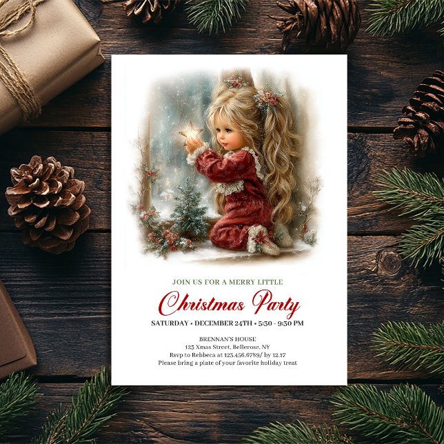Convite de Natal Cena de Férias Rústica Serena (Christmas Invitation Rustic Holiday Scene Serene)