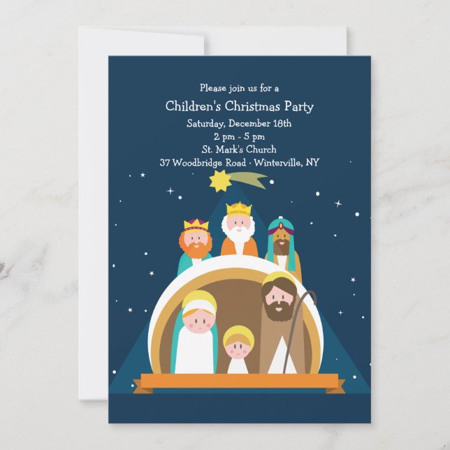 Convite de Natal Cena de Natividade (Frente)