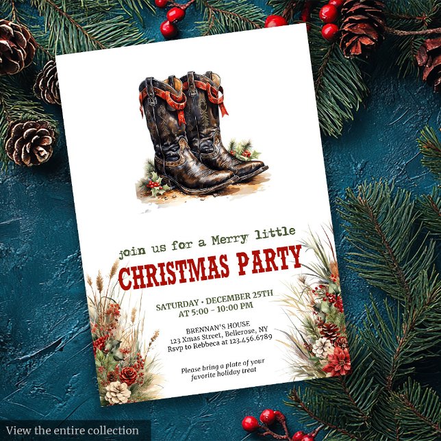 Convite de Natal Clássico do Cowboy Country (Classic Cowboy Country Christmas Invitation)