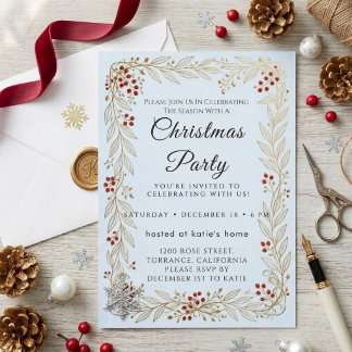 Convite de Natal Clássico em Script com Xadrez Esc