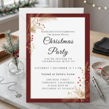 Convite de Natal Clássico em Script com Xadrez Esc
