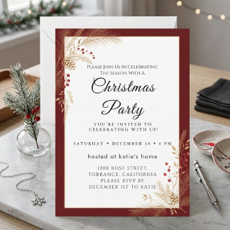 Convite de Natal Clássico em Script com Xadrez Esc