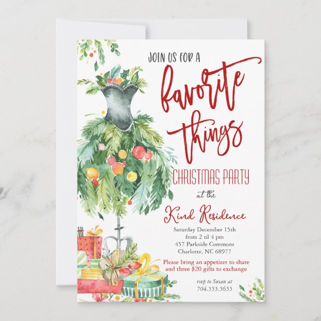 Convite de Natal Coisas Favoritas (Frente)