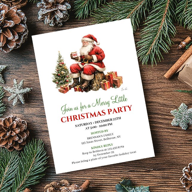 Convite de Natal com Cena Chic de Aquarela para Fe (Chic Watercolor Christmas Scene Holiday Invitation)