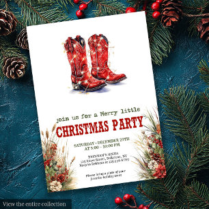 Convite de Natal com Chapéu e Botas de Cowboy