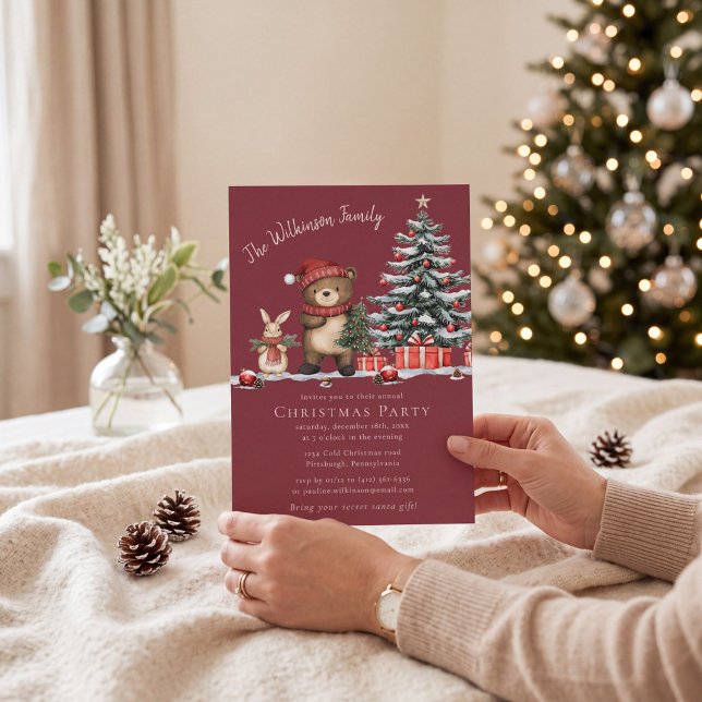Convite de Natal com Criaturas Mágicas da Floresta (Criador carregado)
