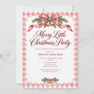 Convite de Natal com Laço Xadrez Rosa