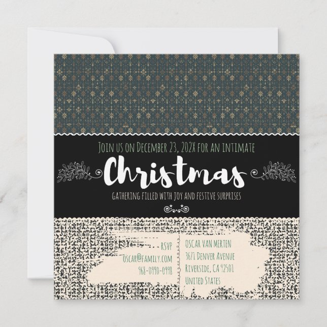 Convite de Natal com Padrão Escandinavo (Frente)