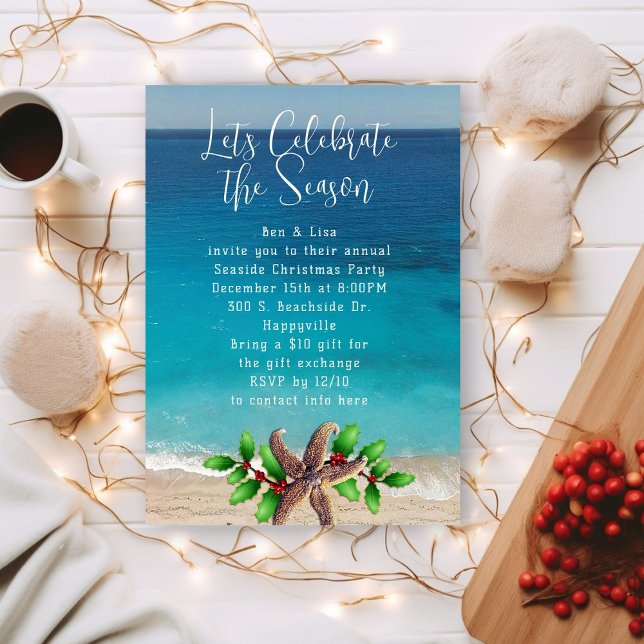 Convite de Natal com tema de praia para Festa na C (Criador carregado)