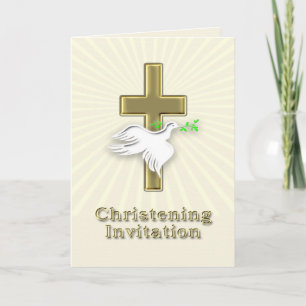 Convite de Natal com uma cruz ouro