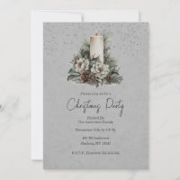Convite de Natal com Vela de Inverno Festiva