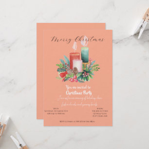 Convite de Natal com Velas em Aquarela