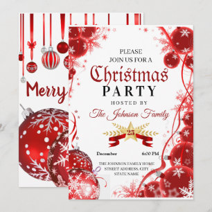 Convite de Natal   Convite de ornamento vermelho