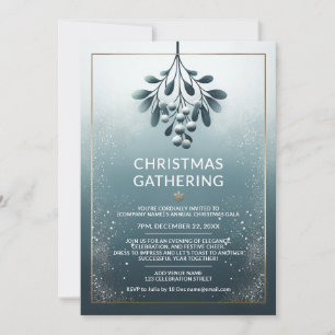 Convite de Natal Corporativo Azul com Acentos Dour