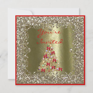 Convite de Natal Cristal Casamento Brilho Dourado